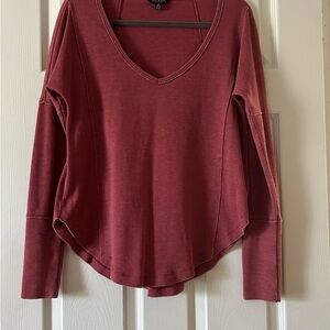 Women's V-Neck Long Sleeve Top - Dusty Rose